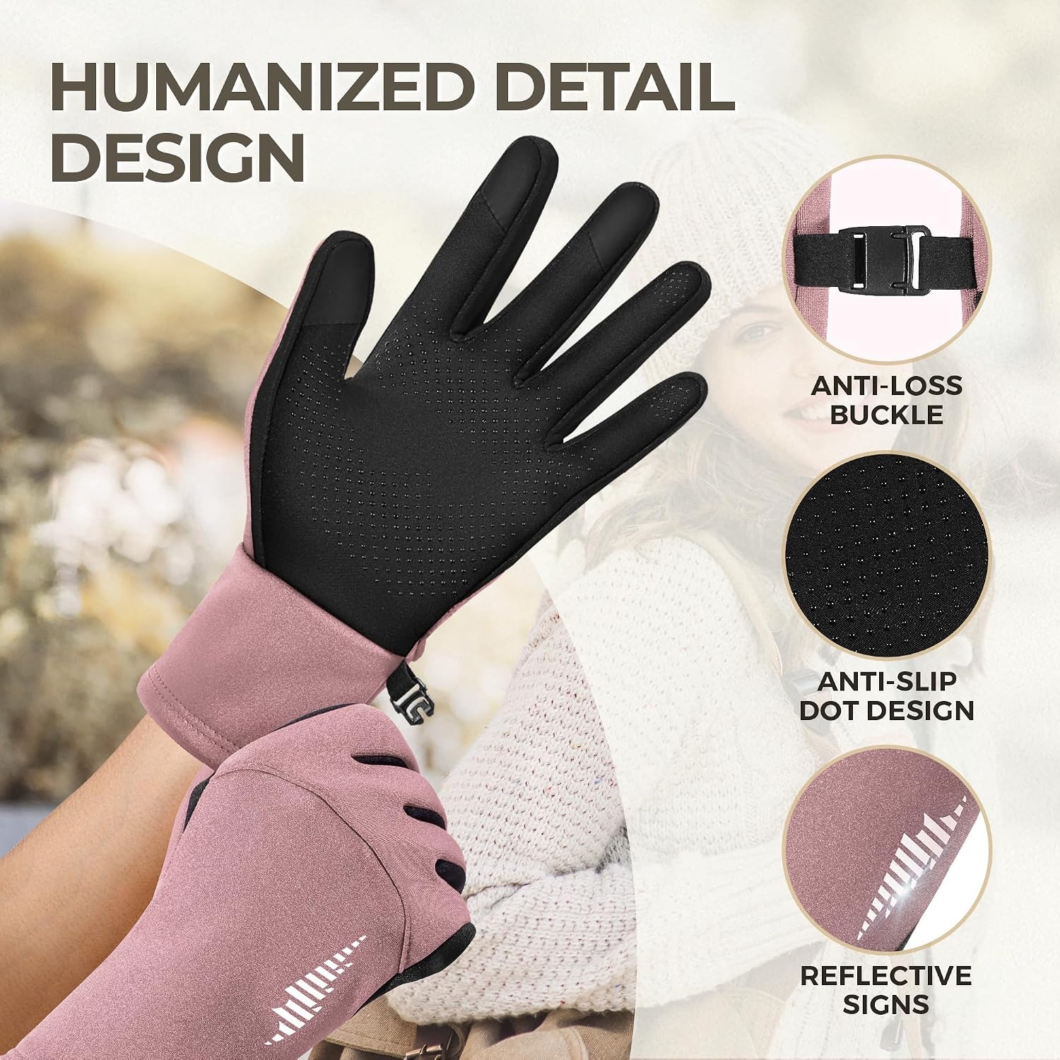 image:imageSIMARI Winter Gloves for Women TouchScreen WaterResistant Warm Thermal Gloves for Cold Weather Running Hiking DrivingValerian
