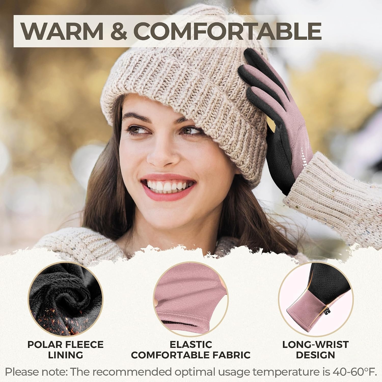 image:imageSIMARI Winter Gloves for Women TouchScreen WaterResistant Warm Thermal Gloves for Cold Weather Running Hiking DrivingValerian
