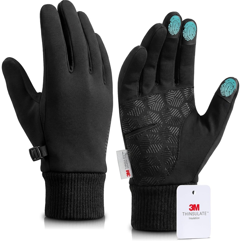 image:imageSIMARI Winter Gloves for Women Men Cold Weather Thermal Touch Screen Ski Snow Glove Liners NonSlip Palm amp Warm Fleece Lined for Running Cycling Driving Hiking Walking Sports Outdoor Texting WorkDark Black